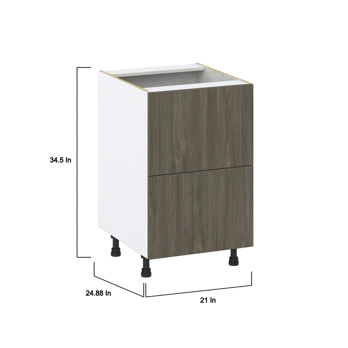 Hugo&Borg Savane 21-in W x 34.5-in H x 24-in D Textmel 2-Drawer Base Fully Assembled Cabinet (Flat Panel Style)