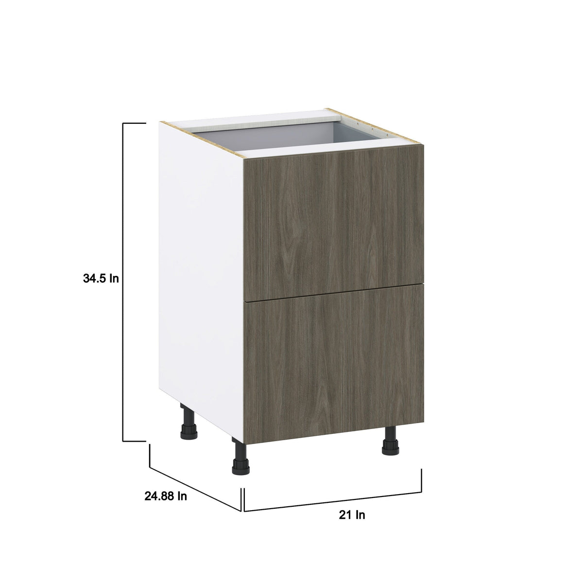 Hugo&Borg Savane 21-in W x 34.5-in H x 24-in D Textmel 3-Drawer Base Fully Assembled Cabinet (Flat Panel Style)