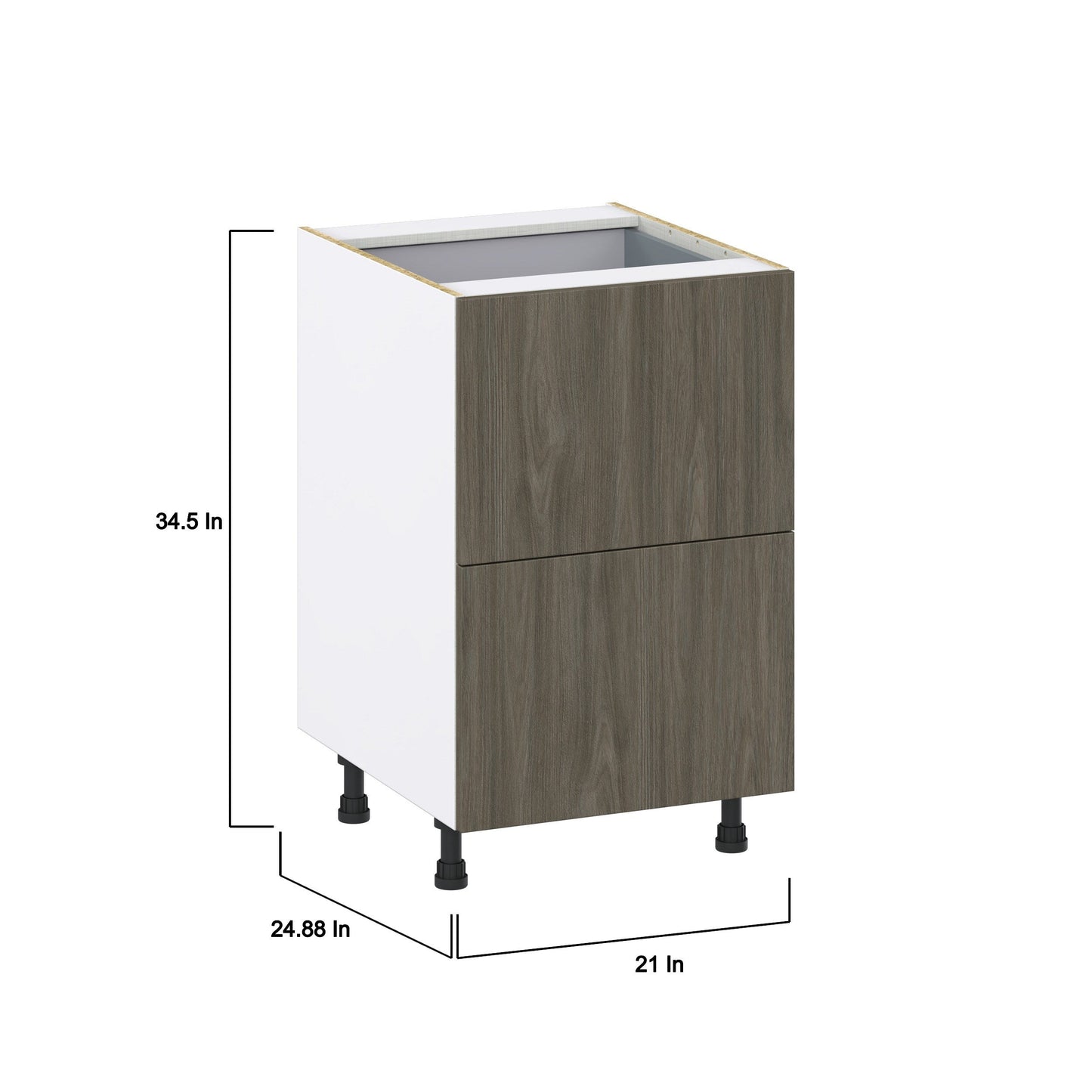 Hugo&Borg Savane 21-in W x 34.5-in H x 24-in D Textmel 3-Drawer Base Fully Assembled Cabinet (Flat Panel Style)