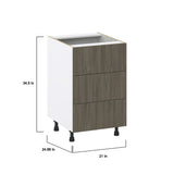 Hugo&Borg Savane 21-in W x 34.5-in H x 24-in D Textmel 3-Drawer Base Fully Assembled Cabinet (Flat Panel Style)