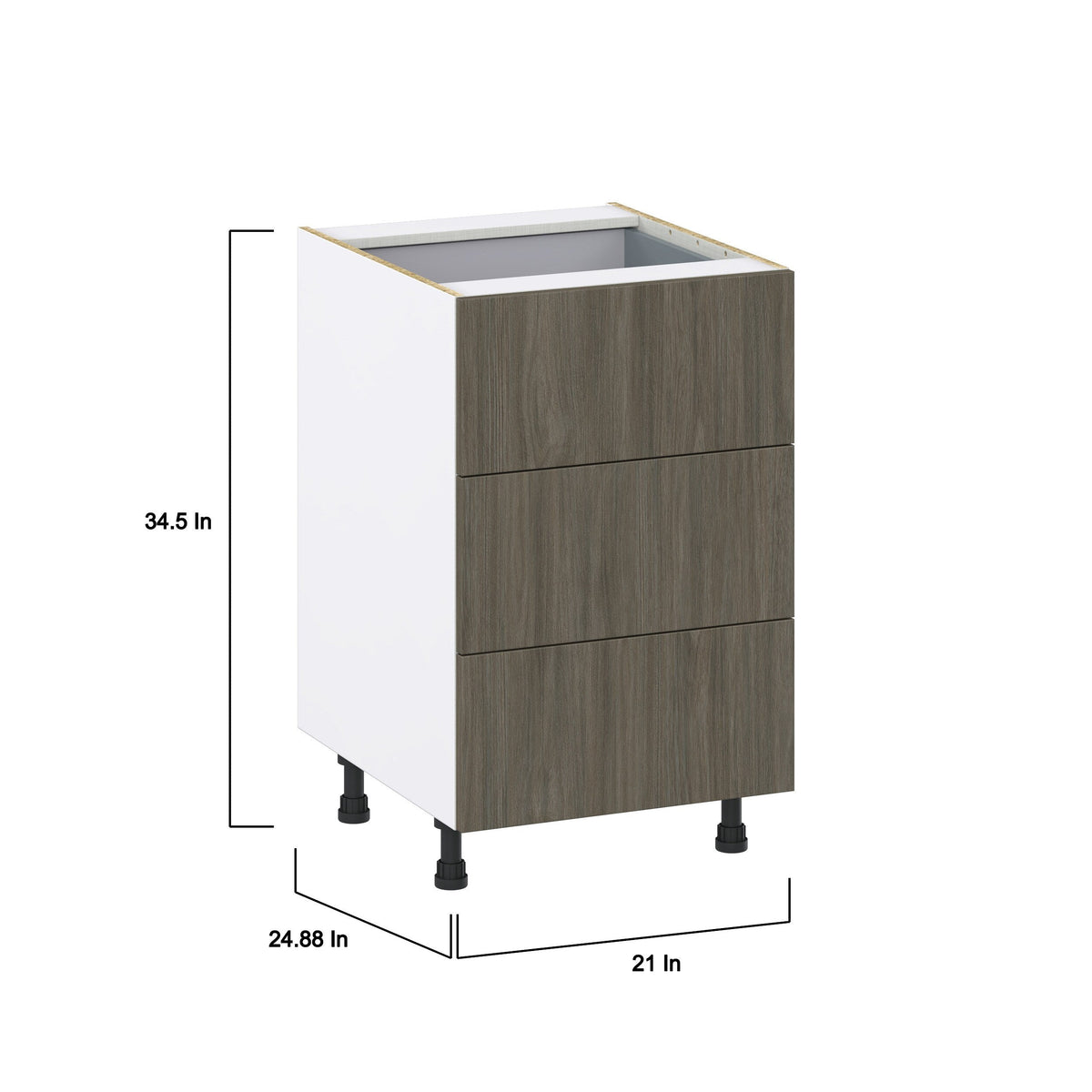 Hugo&Borg Savane 21-in W x 34.5-in H x 24-in D Textmel 4-Drawer Base Fully Assembled Cabinet (Flat Panel Style)