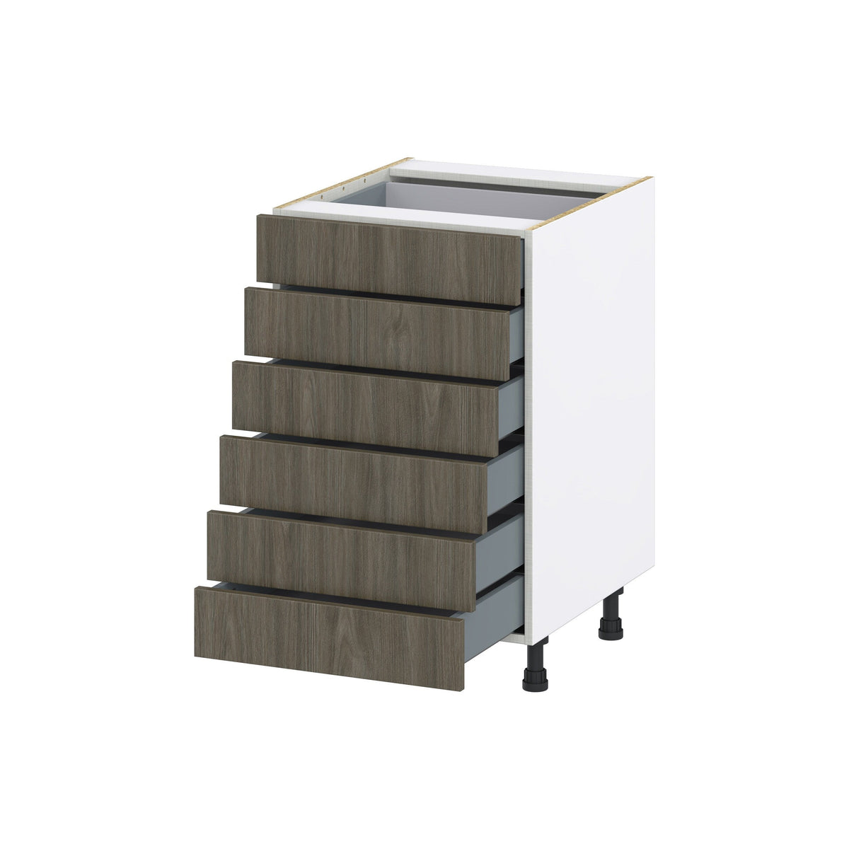 Hugo&Borg Savane 21-in W x 34.5-in H x 24-in D Textmel 6-Drawer Base Fully Assembled Cabinet (Flat Panel Style)