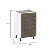 Hugo&Borg Savane 21-in W x 34.5-in H x 24-in D Textmel 6-Drawer Base Fully Assembled Cabinet (Flat Panel Style)