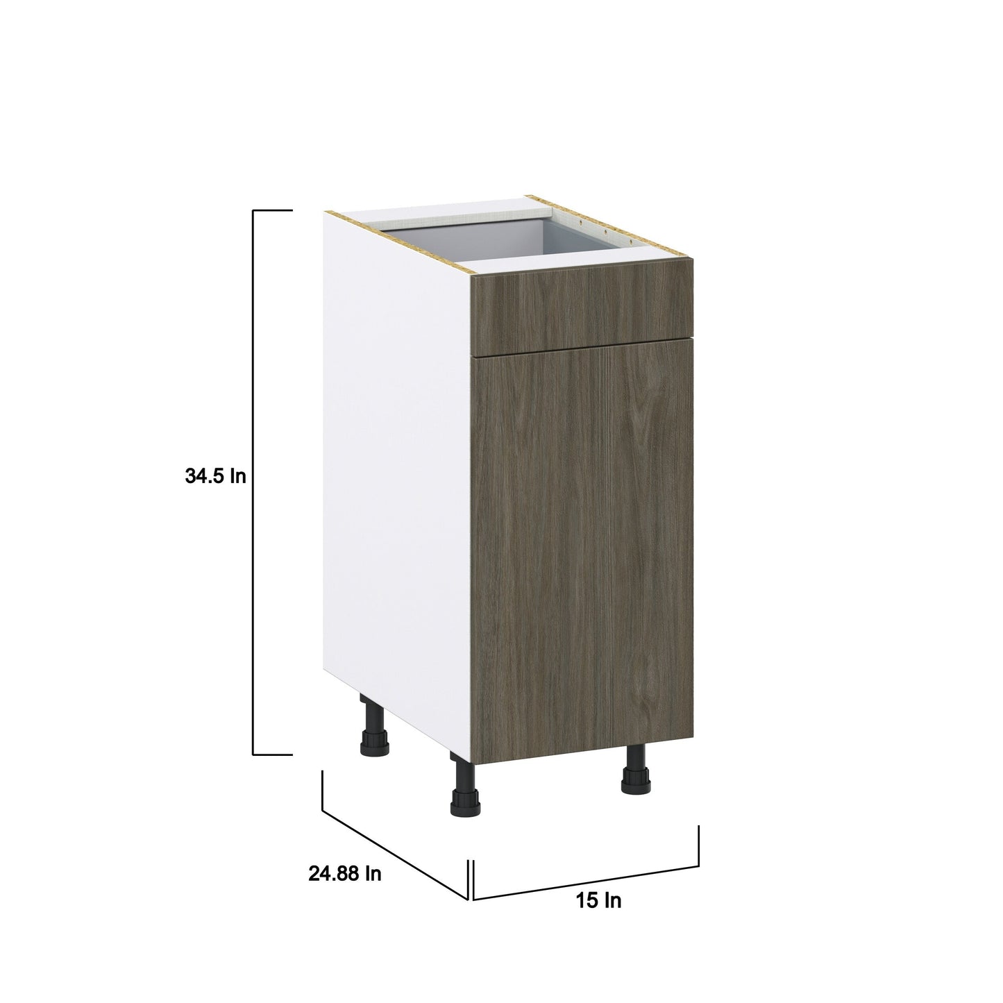 Hugo&Borg Savane 15-in W x 34.5-in H x 25-in D Textmel 1-Drawer Pull-out Cabinet Base Fully Assembled Cabinet (Flat Panel Style)
