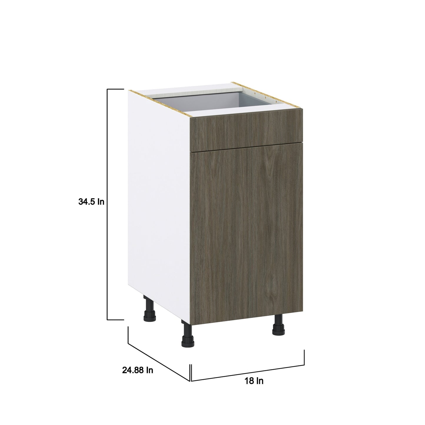 Hugo&Borg Savane 18-in W x 34.5-in H x 25-in D Textmel 1-Drawer Pull-out Cabinet Base Fully Assembled Cabinet (Flat Panel Style)