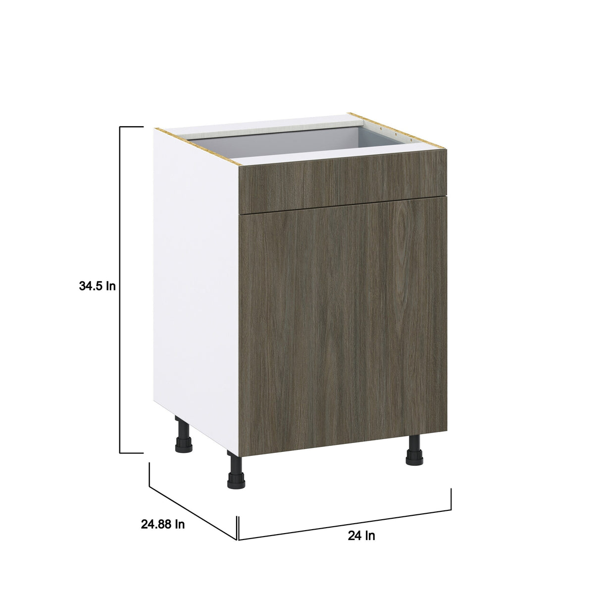 Hugo&Borg Savane 24-in W x 34.5-in H x 25-in D Textmel 1-Drawer Pull-out Cabinet Base Fully Assembled Cabinet (Flat Panel Style)