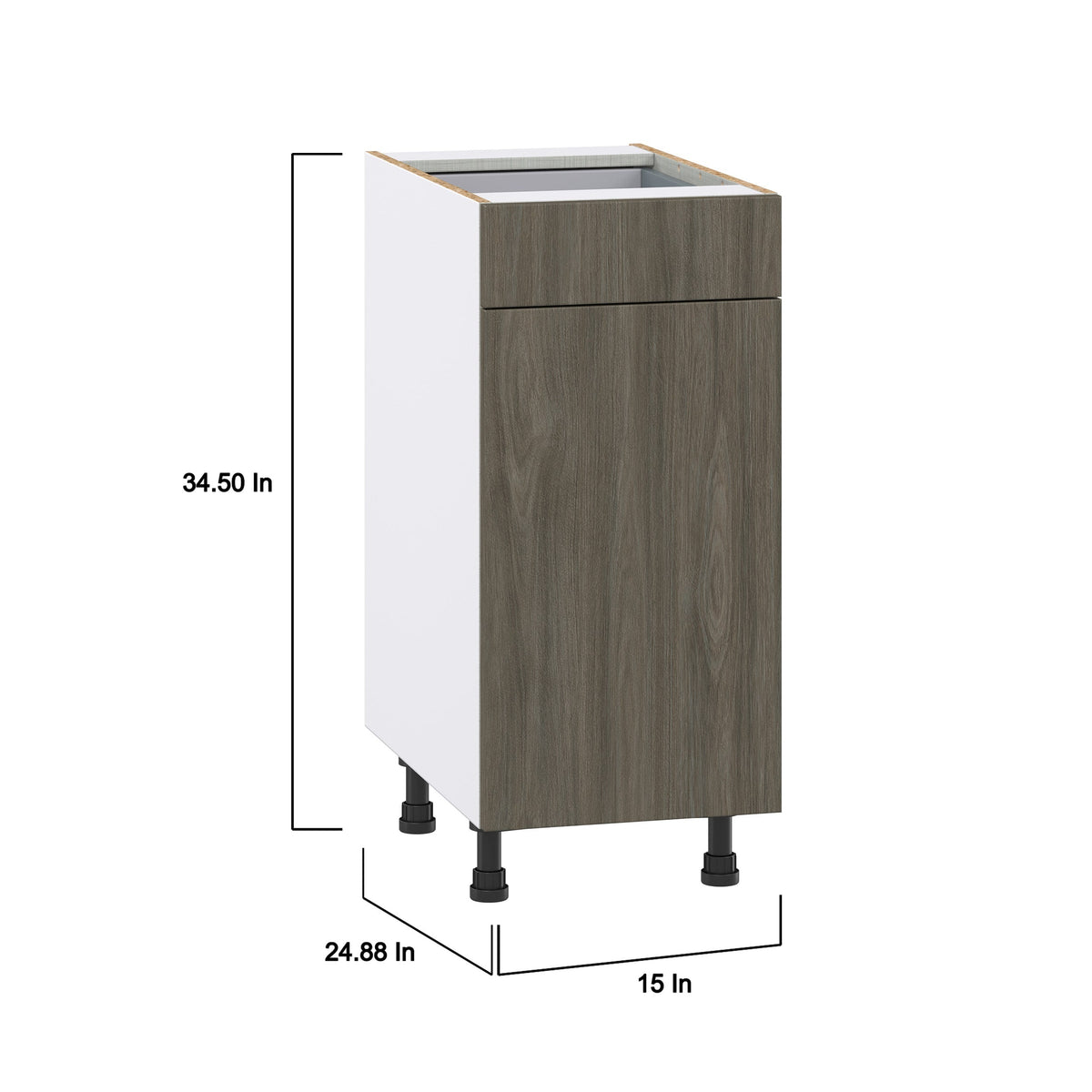 Hugo&Borg Savane 15-in W x 34.5-in H x 24-in D Textmel 1-Drawer Base Fully Assembled Cabinet (Flat Panel Slab Style)