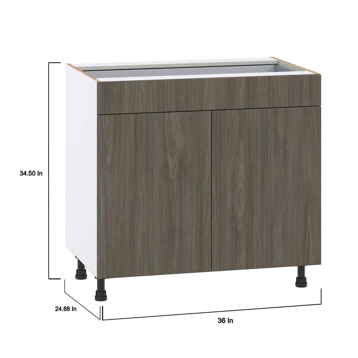 Hugo&Borg Savane 36-in W x 34.5-in H x 24-in D Textmel 1-Drawer Base Fully Assembled Cabinet (Flat Panel Slab Style)