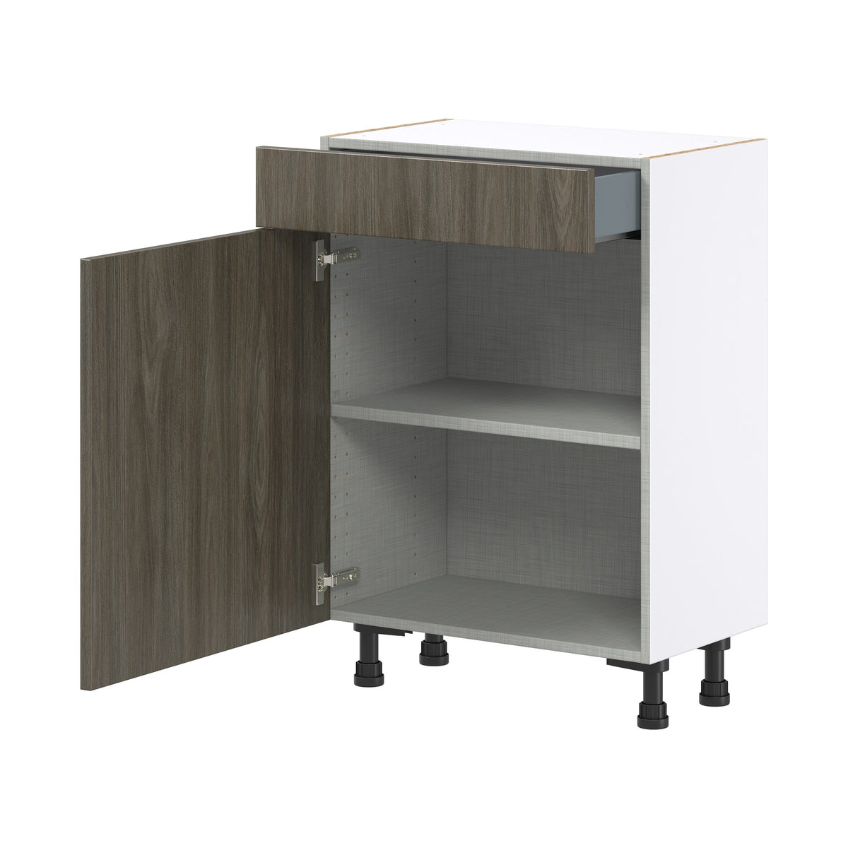 Hugo&Borg Savane 24-in W x 34.5-in H x 14-in D Textmel 1-Drawer Base Fully Assembled Cabinet (Flat Panel Slab Style)