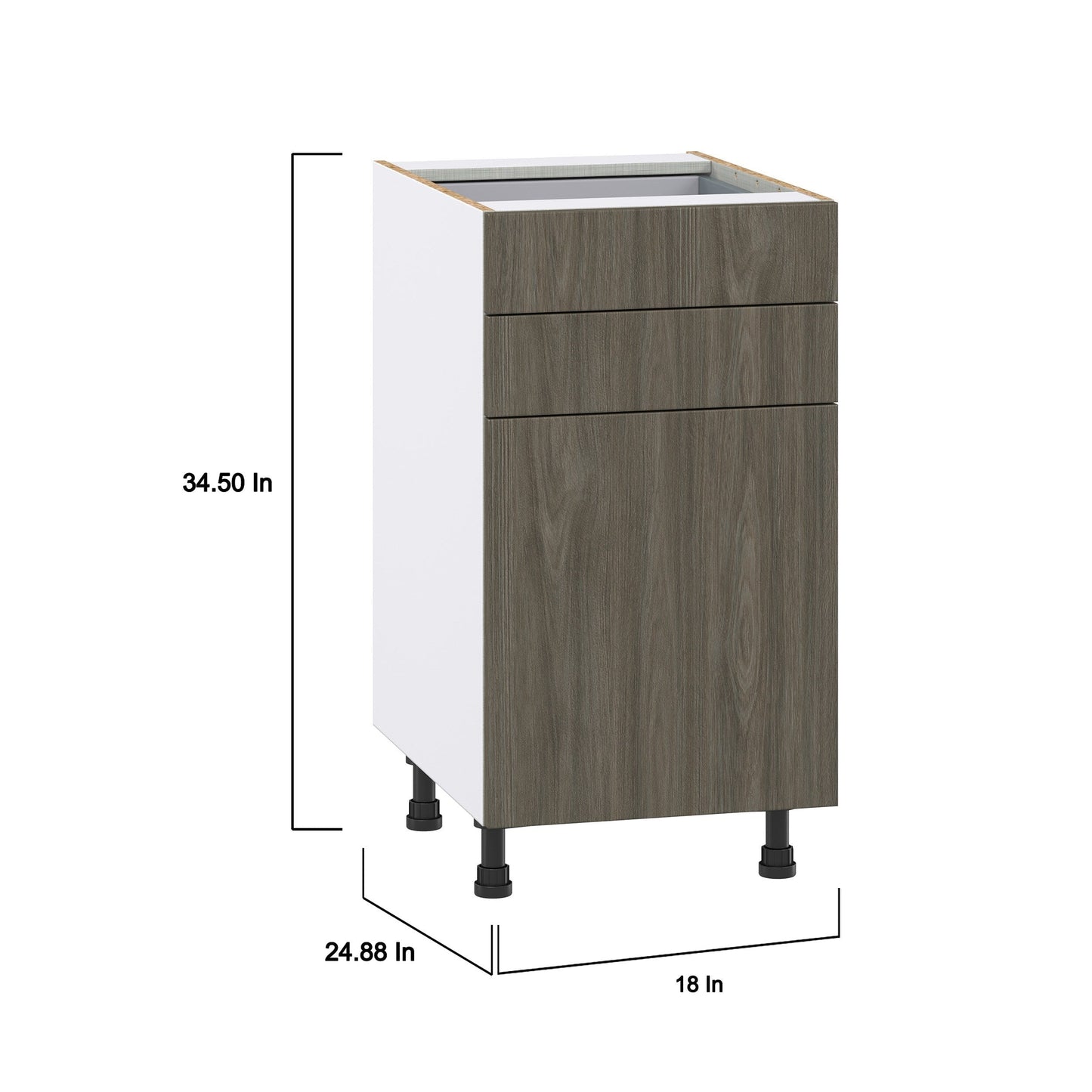 Hugo&Borg Savane 18-in W x 34.5-in H x 24-in D Textmel 2-Drawers Base Fully Assembled Cabinet (Flat Panel Slab Style)