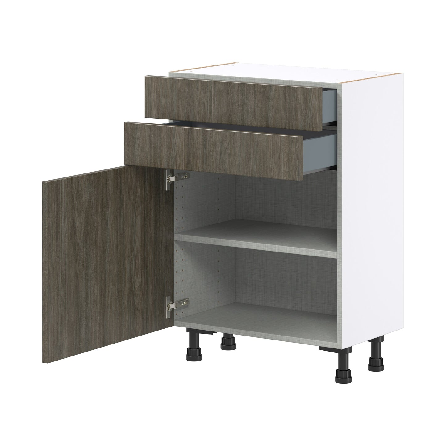 Hugo&Borg Savane 24-in W x 34.5-in H x 14-in D Textmel 2-Drawers Base Fully Assembled Cabinet (Flat Panel Slab Style)