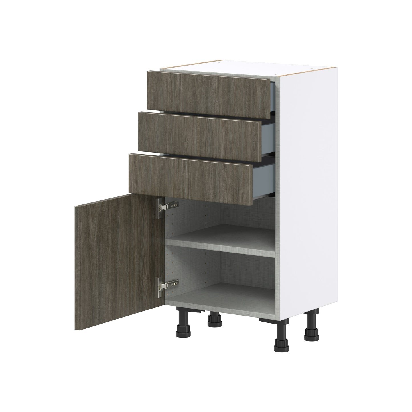 Hugo&Borg Savane 18-in W x 34.5-in H x 14-in D Textmel 3-Drawers Base Fully Assembled Cabinet (Flat Panel Slab Style)
