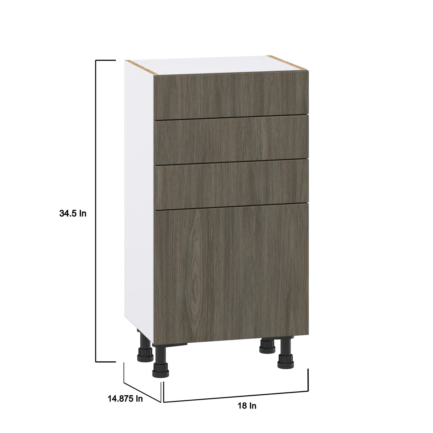 Hugo&Borg Savane 18-in W x 34.5-in H x 14-in D Textmel 3-Drawers Base Fully Assembled Cabinet (Flat Panel Slab Style)