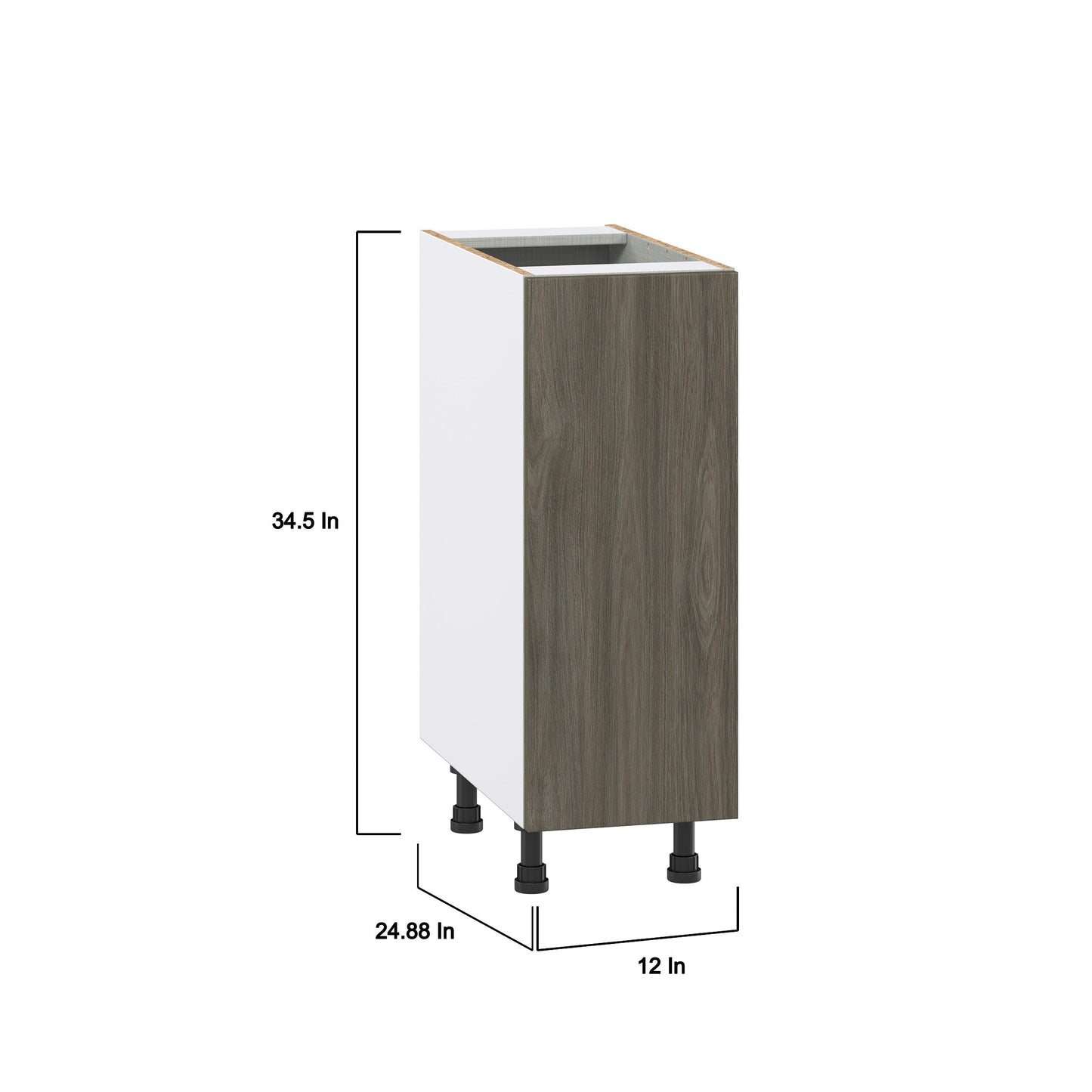 Hugo&Borg Savane 12-in W x 34.5-in H x 24-in D Textmel Base Fully Assembled Cabinet (Flat Panel Slab Door Style)