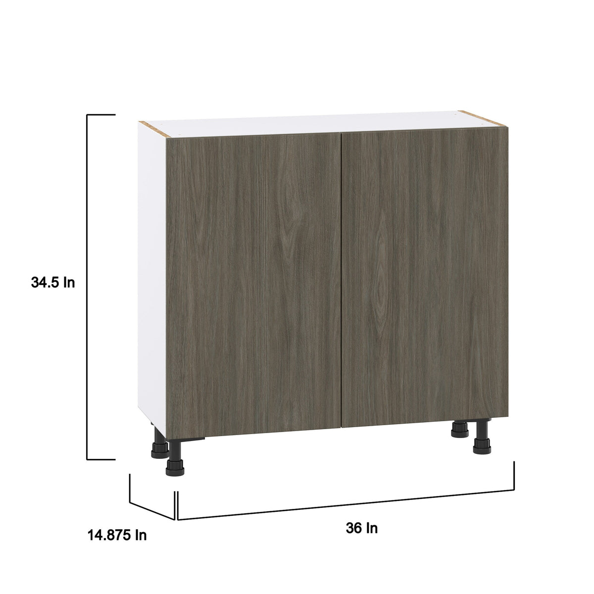 Hugo&Borg Savane 36-in W x 34.5-in H x 14-in D Textmel Base Fully Assembled Cabinet (Flat Panel Slab Door Style)