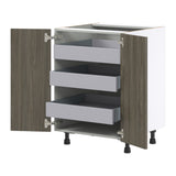 Hugo&Borg Savane 24-in W x 34.5-in H x 24-in D Textmel 3-Drawers Base Fully Assembled Cabinet (Flat Panel Slab Style)