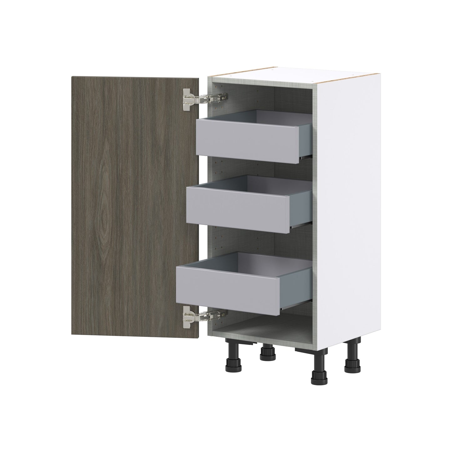 Hugo&Borg Savane 15-in W x 34.5-in H x 14-in D Textmel 3-Drawers Base Fully Assembled Cabinet (Flat Panel Slab Style)