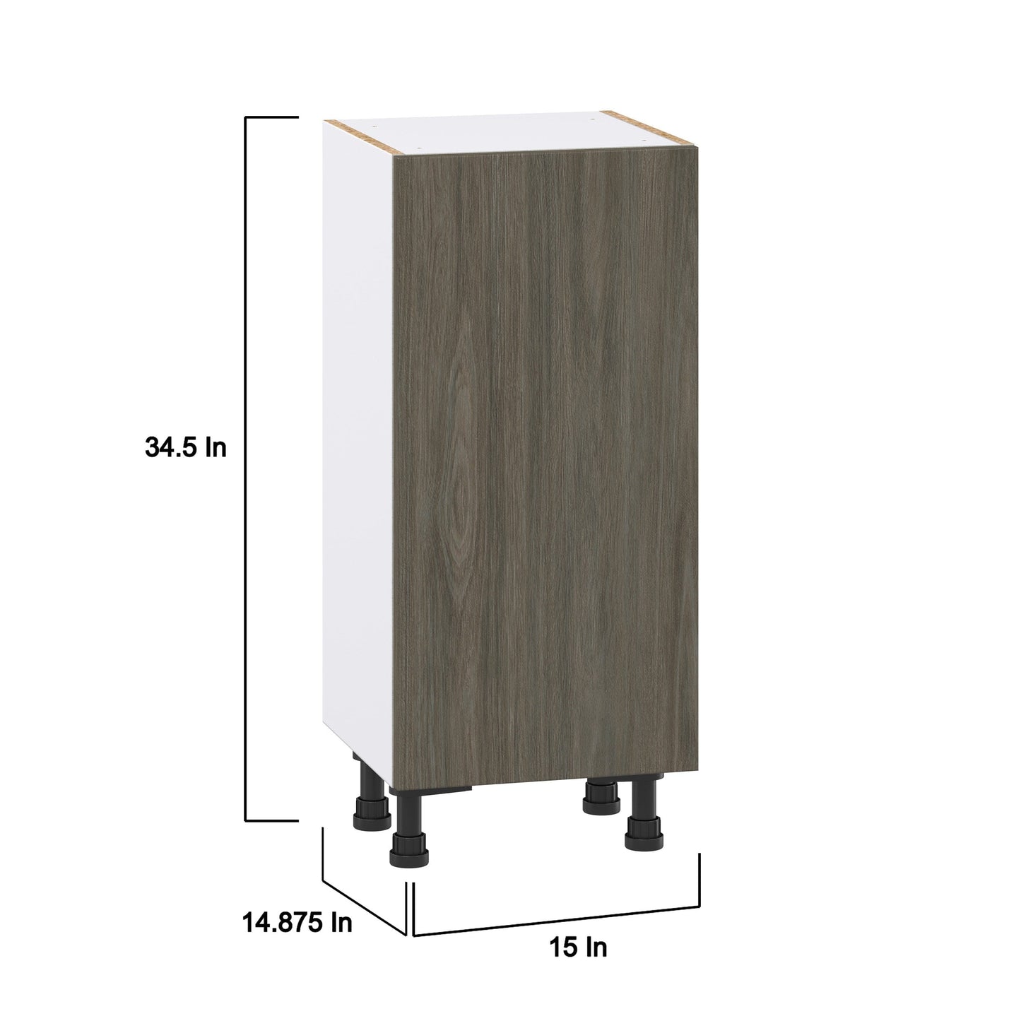 Hugo&Borg Savane 15-in W x 34.5-in H x 14-in D Textmel 3-Drawers Base Fully Assembled Cabinet (Flat Panel Slab Style)