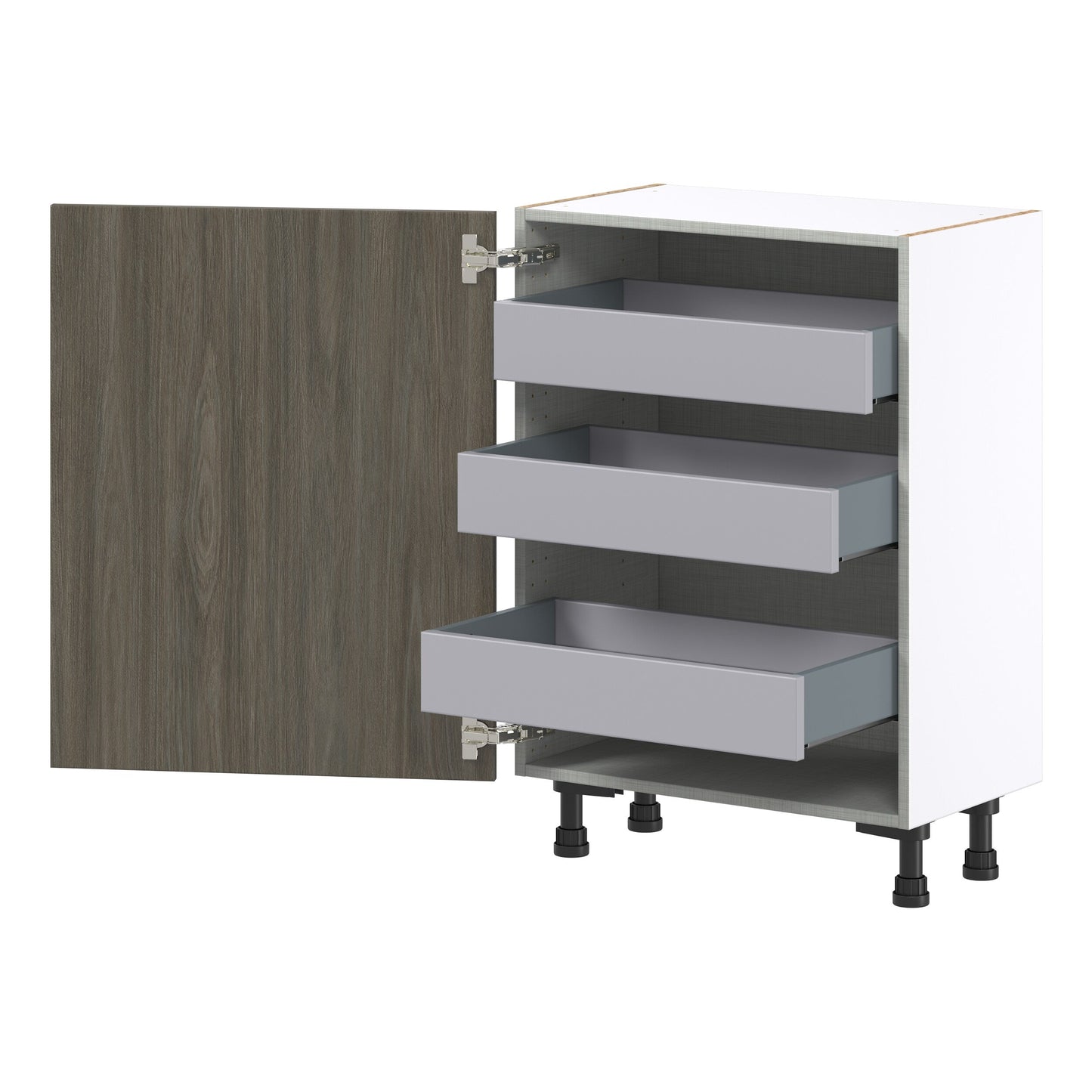 Hugo&Borg Savane 24-in W x 34.5-in H x 14-in D Textmel 3-Drawers Base Fully Assembled Cabinet (Flat Panel Slab Style)