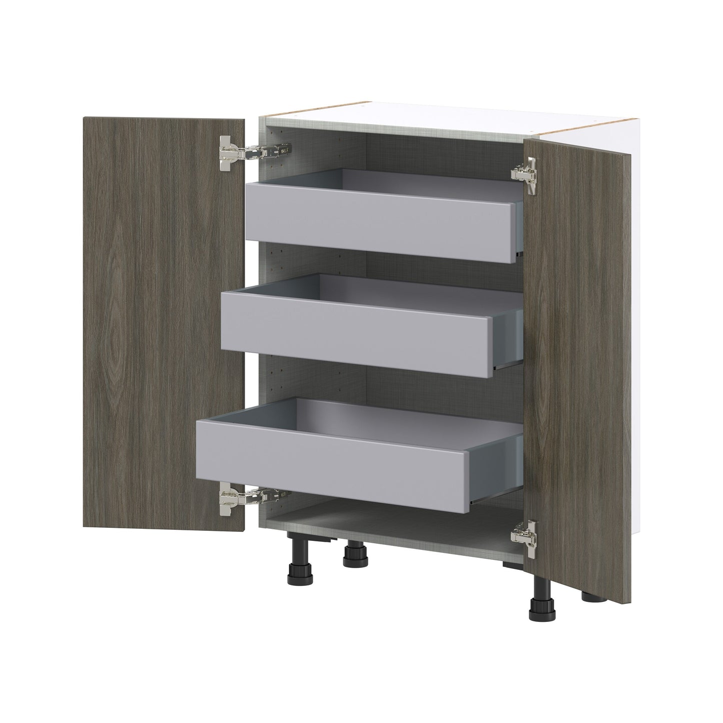Hugo&Borg Savane 24-in W x 34.5-in H x 14-in D Textmel 3-Drawers Base Fully Assembled Cabinet (Flat Panel Slab Style)