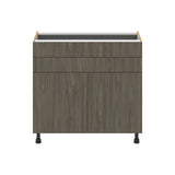 Hugo&Borg Savane 36-in W x 34.5-in H x 24-in D Textmel 1-Drawer Base Fully Assembled Cabinet (Flat Panel Slab Style)