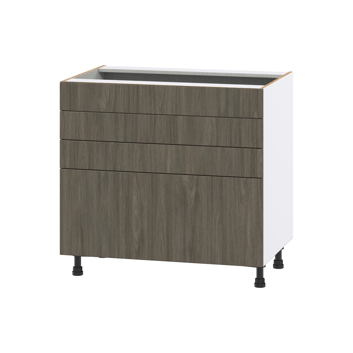 Hugo&Borg Savane 36-in W x 34.5-in H x 24-in D Textmel 4-Drawer Base Fully Assembled Cabinet (Flat Panel Style)
