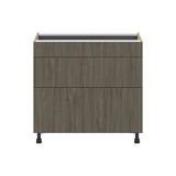 Hugo&Borg Savane 36-in W x 34.5-in H x 24-in D Textmel 3-Drawer Base Fully Assembled Cabinet (Flat Panel Style)