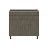 Hugo&Borg Savane 36-in W x 34.5-in H x 24-in D Textmel 4-Drawer Base Fully Assembled Cabinet (Flat Panel Style)