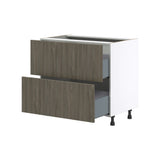 Hugo&Borg Savane 36-in W x 34.5-in H x 24-in D Textmel 2-Drawer Base Fully Assembled Cabinet (Flat Panel Style)
