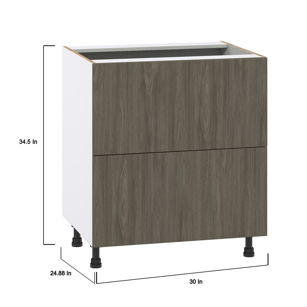 Hugo&Borg Savane 30-in W x 34.5-in H x 24-in D Textmel 2-Drawer Base Fully Assembled Cabinet (Flat Panel Style)