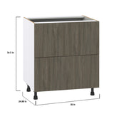 Hugo&Borg Savane 30-in W x 34.5-in H x 24-in D Textmel 2-Drawer Base Fully Assembled Cabinet (Flat Panel Style)