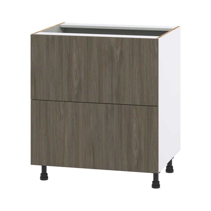 Hugo&Borg Savane 30-in W x 34.5-in H x 24-in D Textmel 2-Drawer Base Fully Assembled Cabinet (Flat Panel Style)