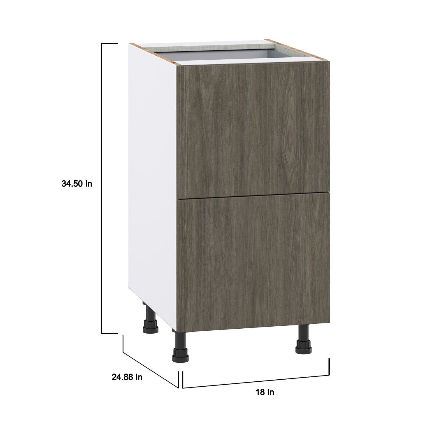 Hugo&Borg Savane 18-in W x 34.5-in H x 24-in D Textmel 3-Drawer Base Fully Assembled Cabinet (Flat Panel Style)