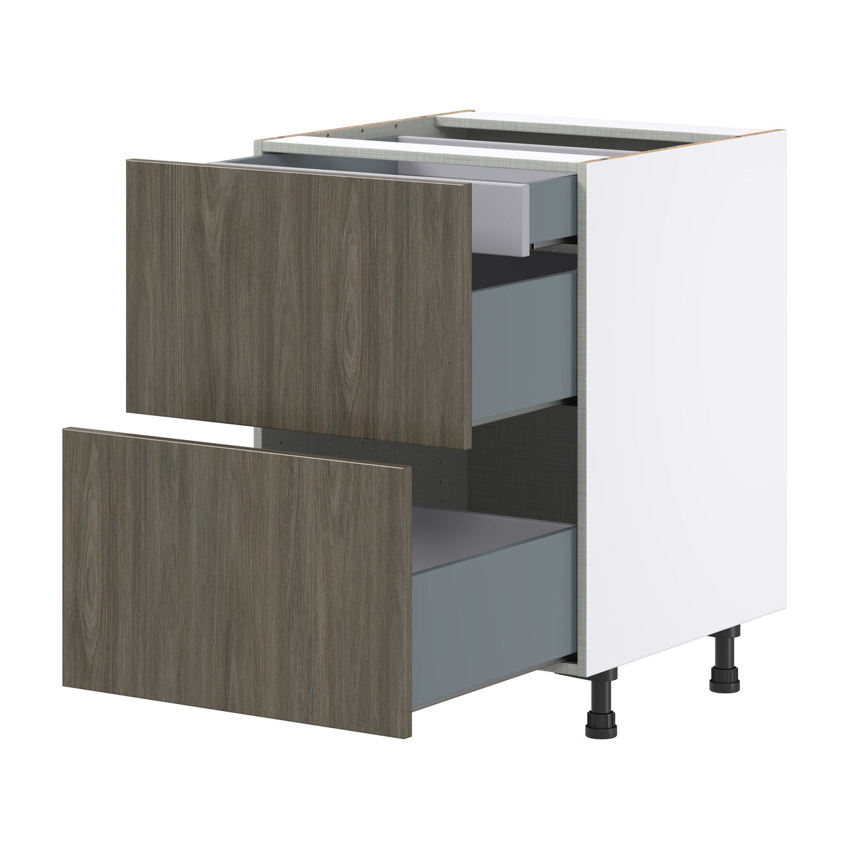 Hugo&Borg Savane 24-in W x 34.5-in H x 24-in D Textmel 3-Drawer Base Fully Assembled Cabinet (Flat Panel Style)