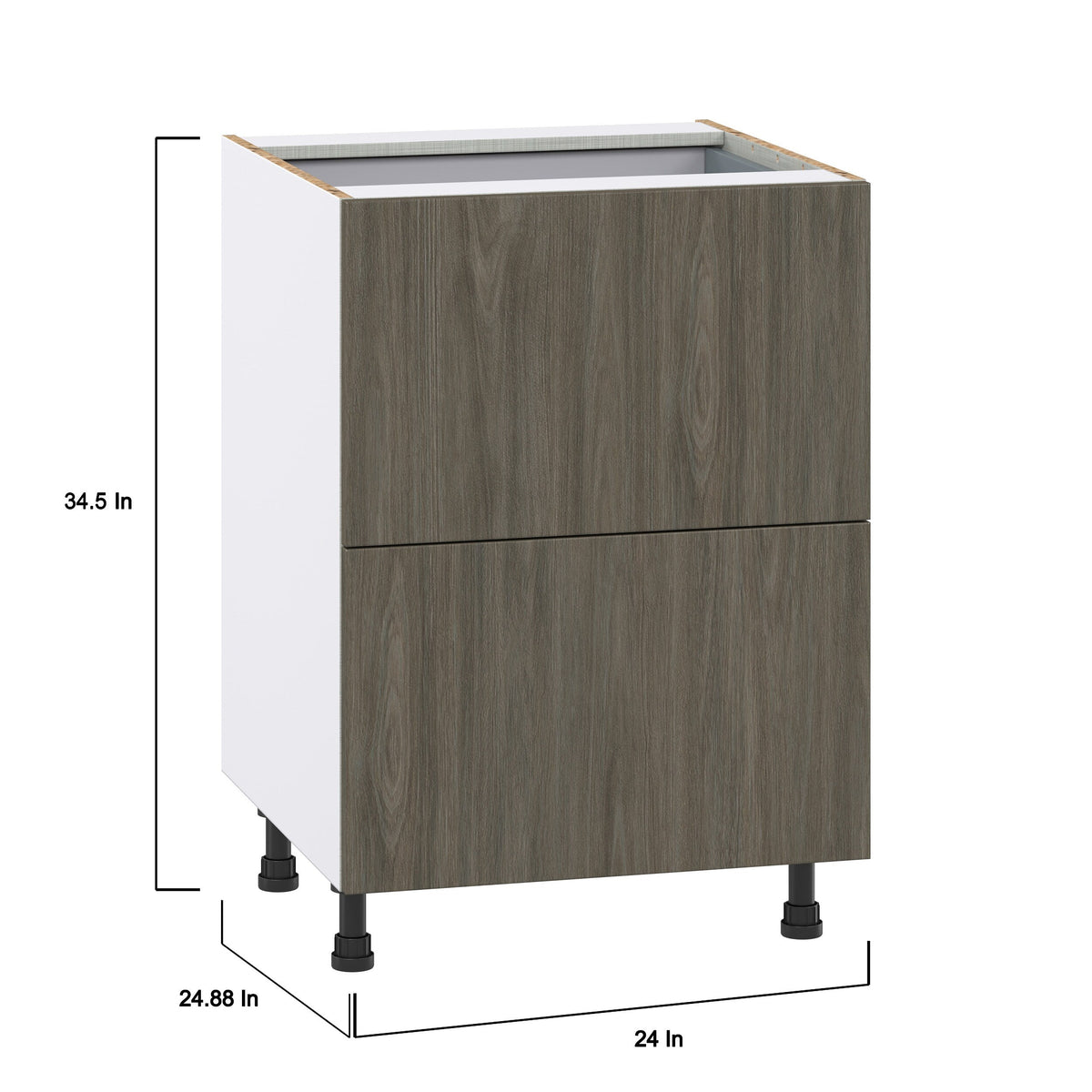 Hugo&Borg Savane 24-in W x 34.5-in H x 24-in D Textmel 3-Drawer Base Fully Assembled Cabinet (Flat Panel Style)