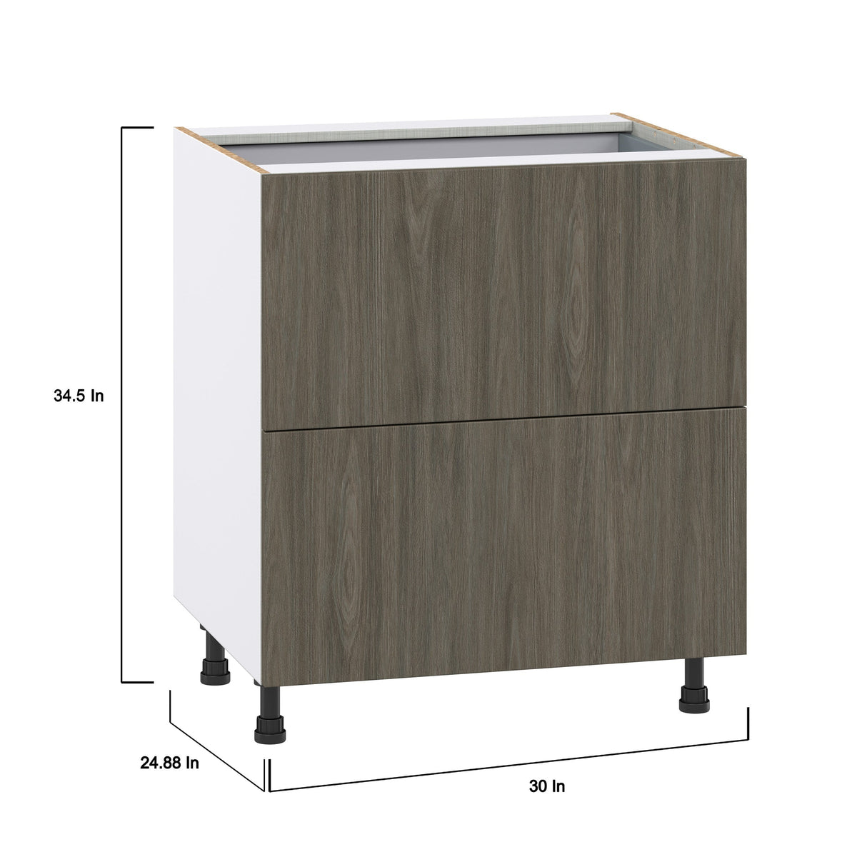 Hugo&Borg Savane 30-in W x 34.5-in H x 24-in D Textmel 3-Drawer Base Fully Assembled Cabinet (Flat Panel Style)