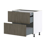 Hugo&Borg Savane 36-in W x 34.5-in H x 24-in D Textmel 3-Drawer Base Fully Assembled Cabinet (Flat Panel Style)