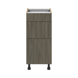 Hugo&Borg Savane 15-in W x 34.5-in H x 24-in D Textmel 3-Drawer Base Fully Assembled Cabinet (Flat Panel Style)