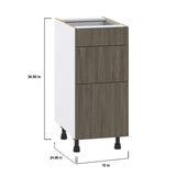 Hugo&Borg Savane 15-in W x 34.5-in H x 24-in D Textmel 3-Drawer Base Fully Assembled Cabinet (Flat Panel Style)