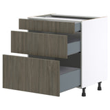 Hugo&Borg Savane 30-in W x 34.5-in H x 24-in D Textmel 3-Drawer Base Fully Assembled Cabinet (Flat Panel Style)