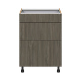 Hugo&Borg Savane 24-in W x 34.5-in H x 24-in D Textmel 3-Drawer Base Fully Assembled Cabinet (Flat Panel Style)