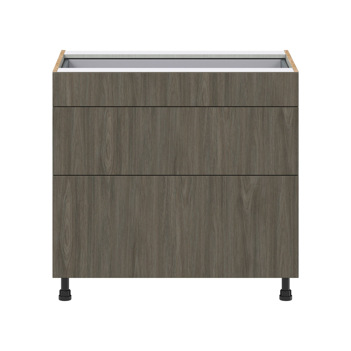 Hugo&Borg Savane 36-in W x 34.5-in H x 24-in D Textmel 3-Drawer Base Fully Assembled Cabinet (Flat Panel Style)