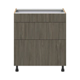 Hugo&Borg Savane 30-in W x 34.5-in H x 24-in D Textmel 3-Drawer Base Fully Assembled Cabinet (Flat Panel Style)