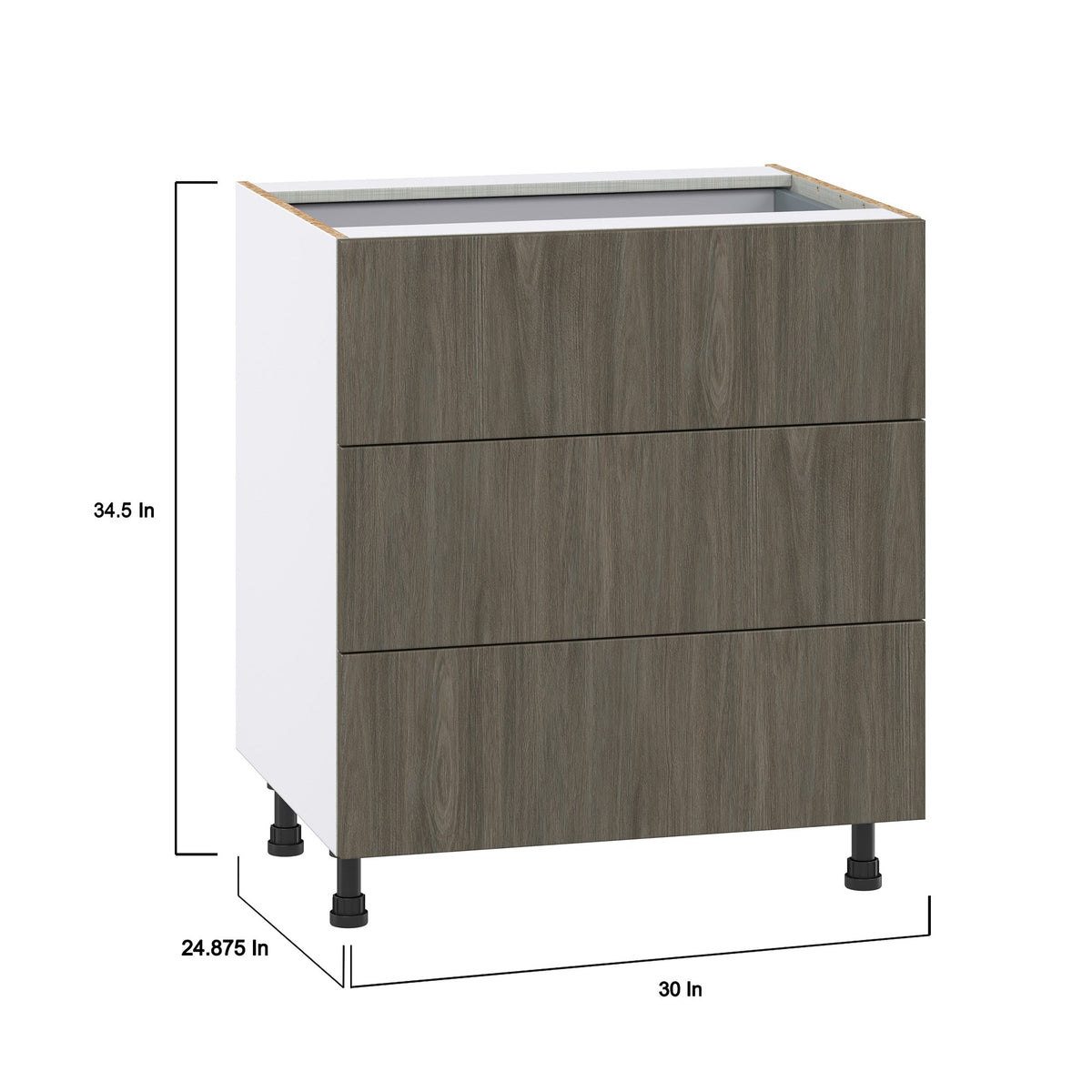 Hugo&Borg Savane 30-in W x 34.5-in H x 24-in D Textmel 4-Drawer Base Fully Assembled Cabinet (Flat Panel Style)