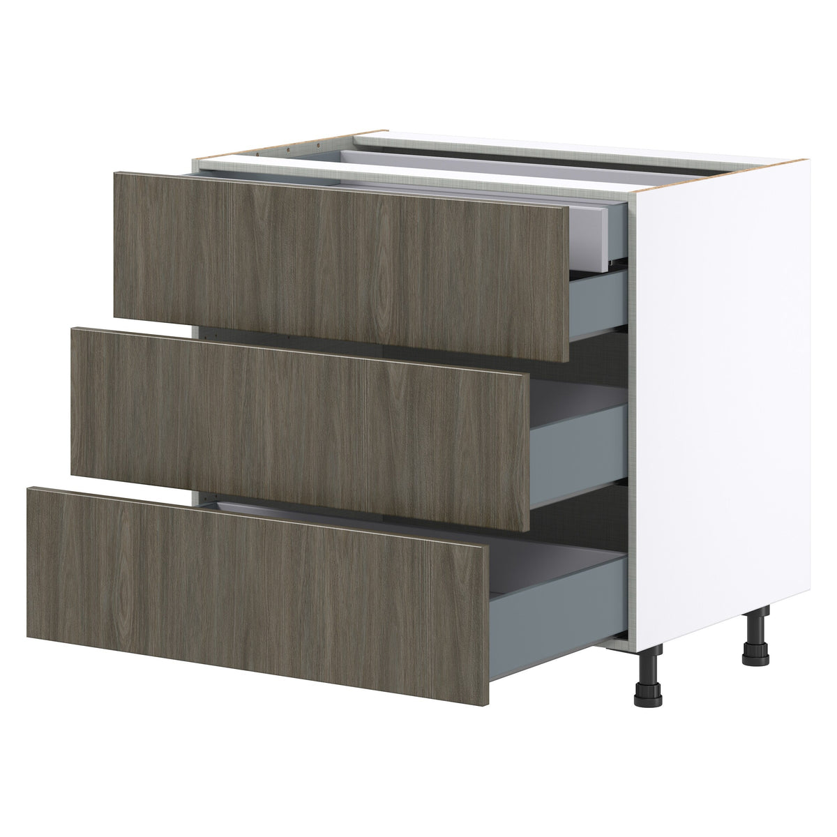 Hugo&Borg Savane 36-in W x 34.5-in H x 24-in D Textmel 4-Drawer Base Fully Assembled Cabinet (Flat Panel Style)