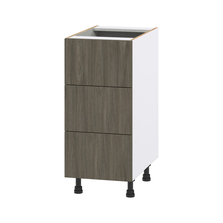 Hugo&Borg Savane 15-in W x 34.5-in H x 24-in D Textmel 3-Drawer Base Fully Assembled Cabinet (Flat Panel Style)