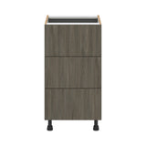 Hugo&Borg Savane 18-in W x 34.5-in H x 24-in D Textmel 3-Drawer Base Fully Assembled Cabinet (Flat Panel Style)