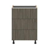 Hugo&Borg Savane 24-in W x 34.5-in H x 24-in D Textmel 3-Drawer Base Fully Assembled Cabinet (Flat Panel Style)