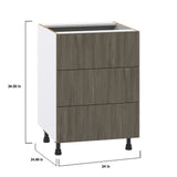 Hugo&Borg Savane 24-in W x 34.5-in H x 24-in D Textmel 3-Drawer Base Fully Assembled Cabinet (Flat Panel Style)