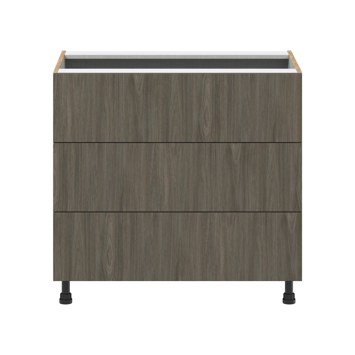 Hugo&Borg Savane 36-in W x 34.5-in H x 24-in D Textmel 3-Drawer Base Fully Assembled Cabinet (Flat Panel Style)